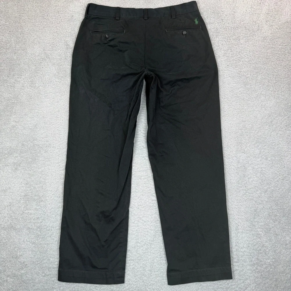 Vintage Polo Ralph Lauren Mens Preston Pant Black Cotton Chino Straight 34x30